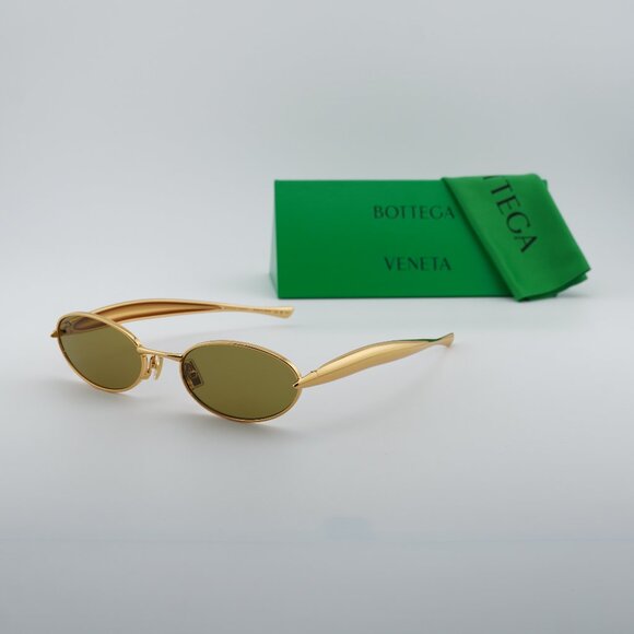 Bottega Veneta BV1386S 006 Oval Sunglasses - Gold/Green main image 7